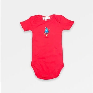 🌟NWT Short Sleeve Red Cotton Rocket  Ship Onesie